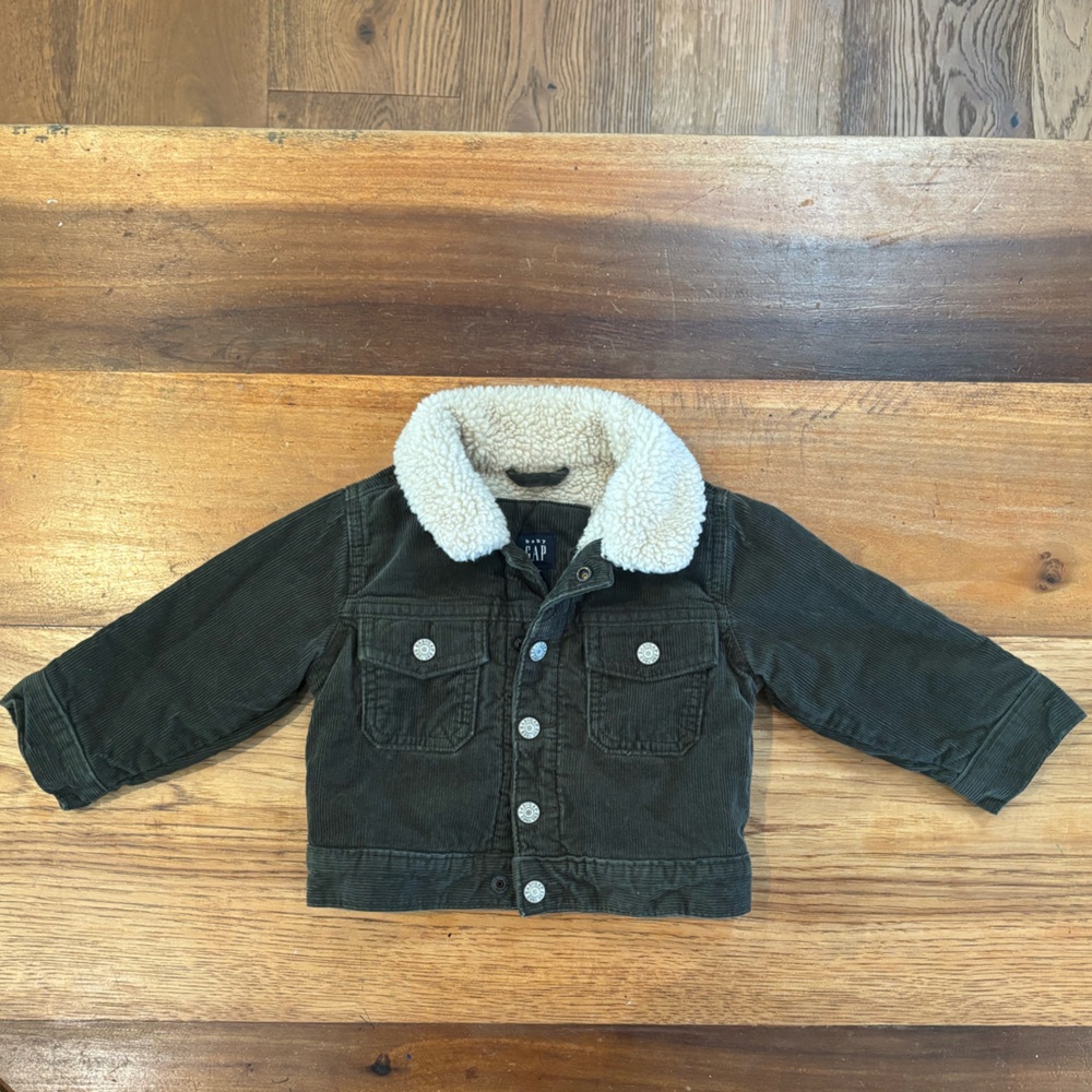 Baby Gap Corduroy Jacket Forest Green 12-18 Months Toddler Sherpa Lined Coat